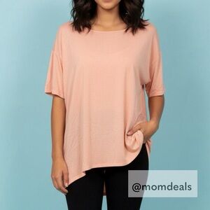 LulaRoe Irma Tunic Short Sleeve Soft Light Pink Salmon Lightweight Small 8-10 M